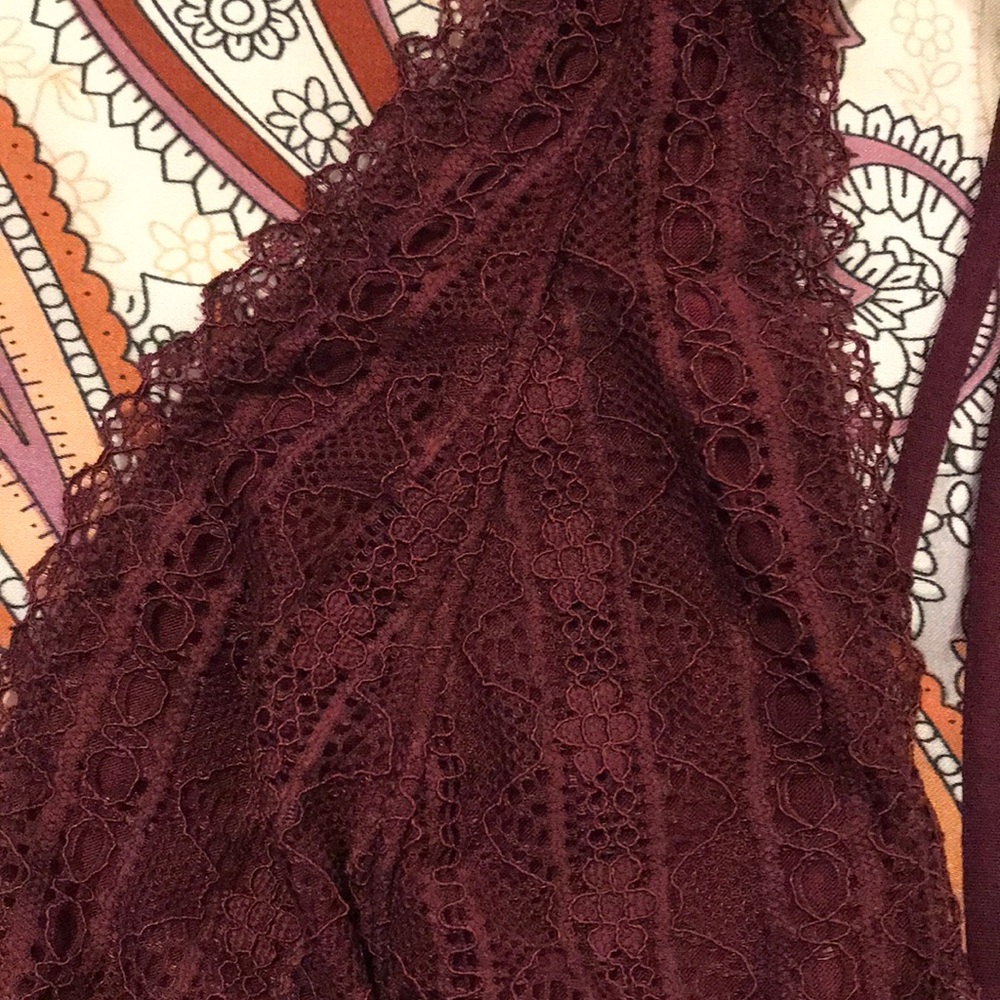 Maroon/Burgundy Lace Halter Bralette - Picture 5 of 7